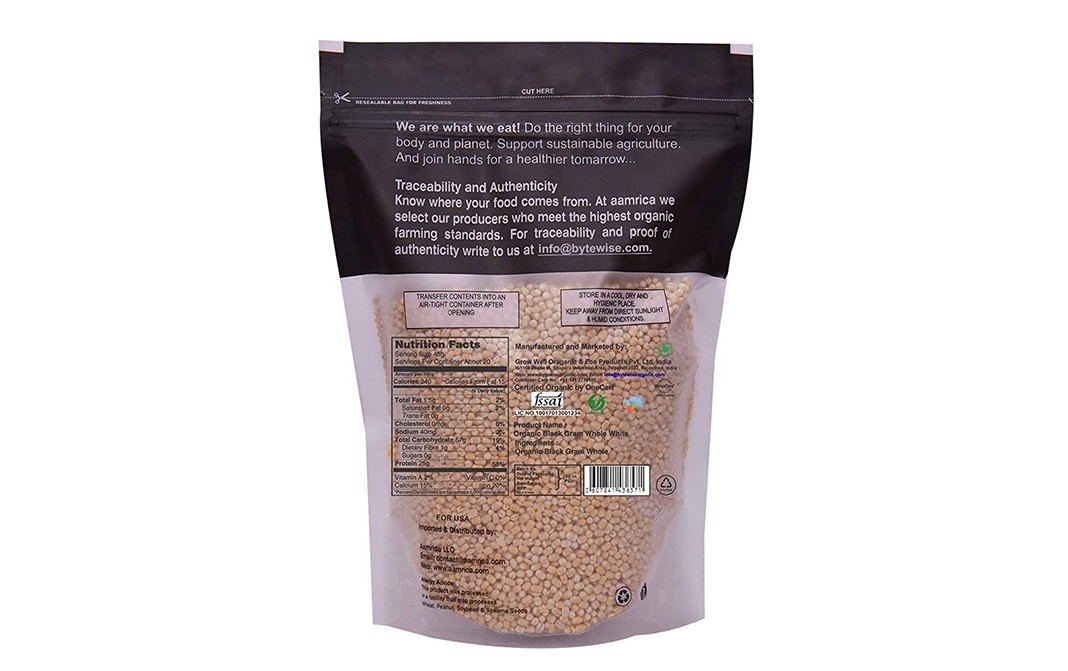 Bytewise Organic Urad Gota (Black Gram Whole White)   Pack  1 kilogram